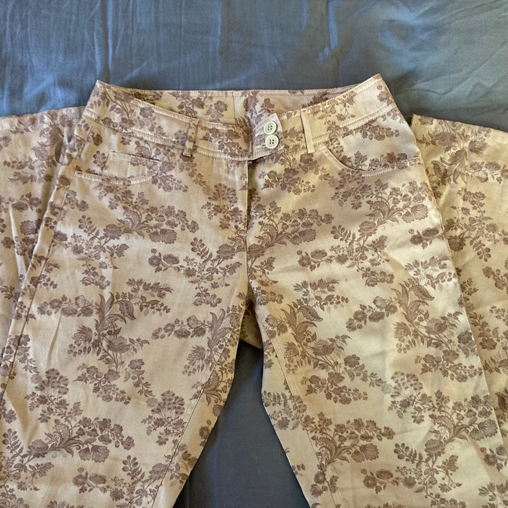 AREA Brown Floral Pants